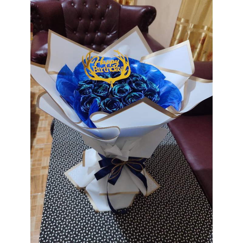 

buket pita satin navy+gliter
