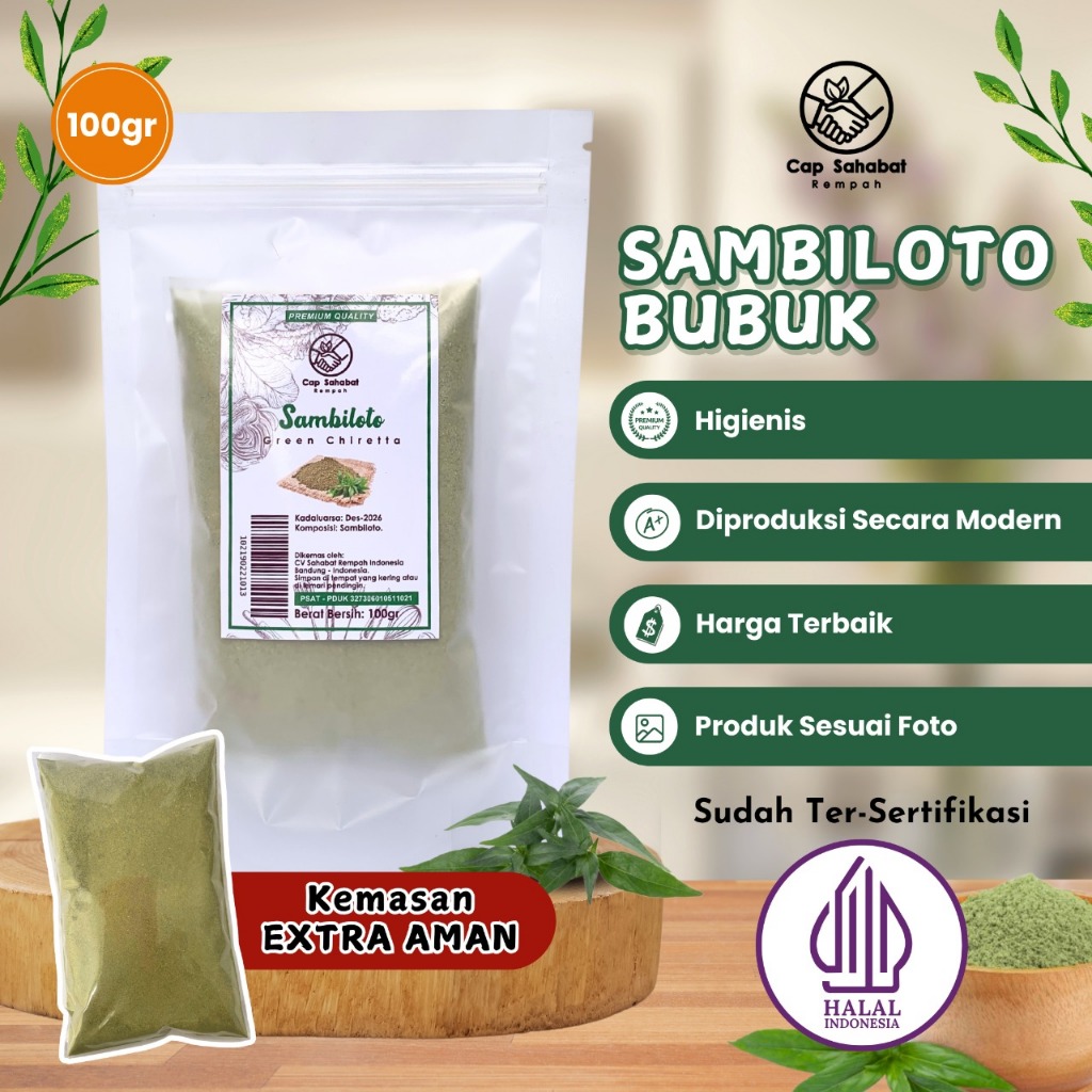 

100gr Sambiloto Bubuk / Rempah / JSR / PREMIUM QUALITY Cap Sahabat