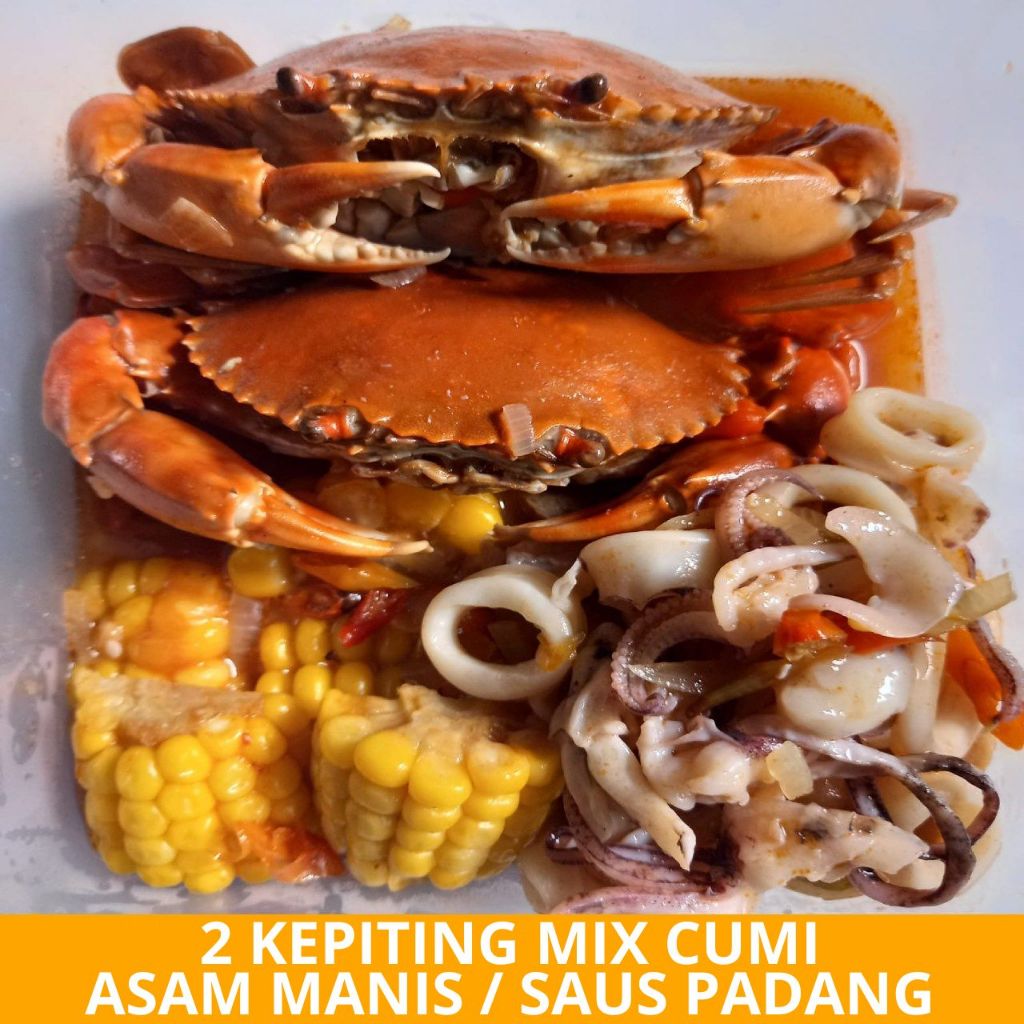 

2 Kepiting Mix Cumi Asam Manis / Saus Padang Special - Arviansyah Seafood Surabaya