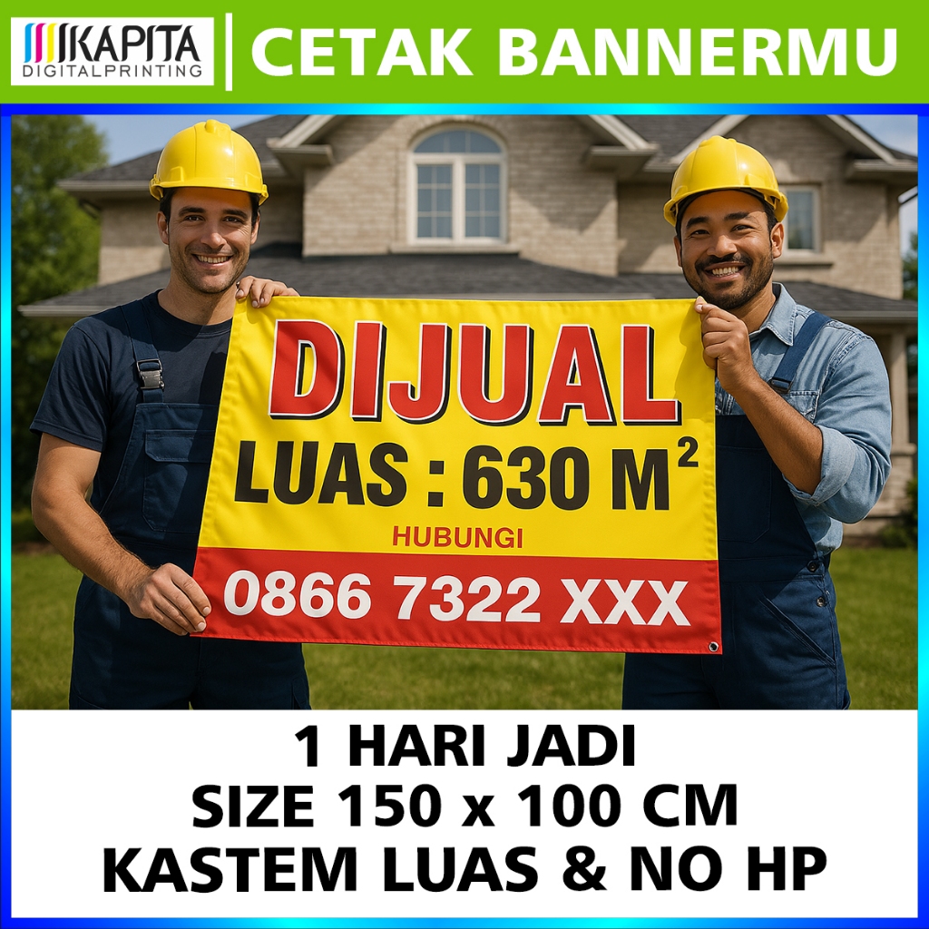 

Banner Jual Tanah Custom 1 Hari jadi / Cetak Sepanduk/mmt/Banner