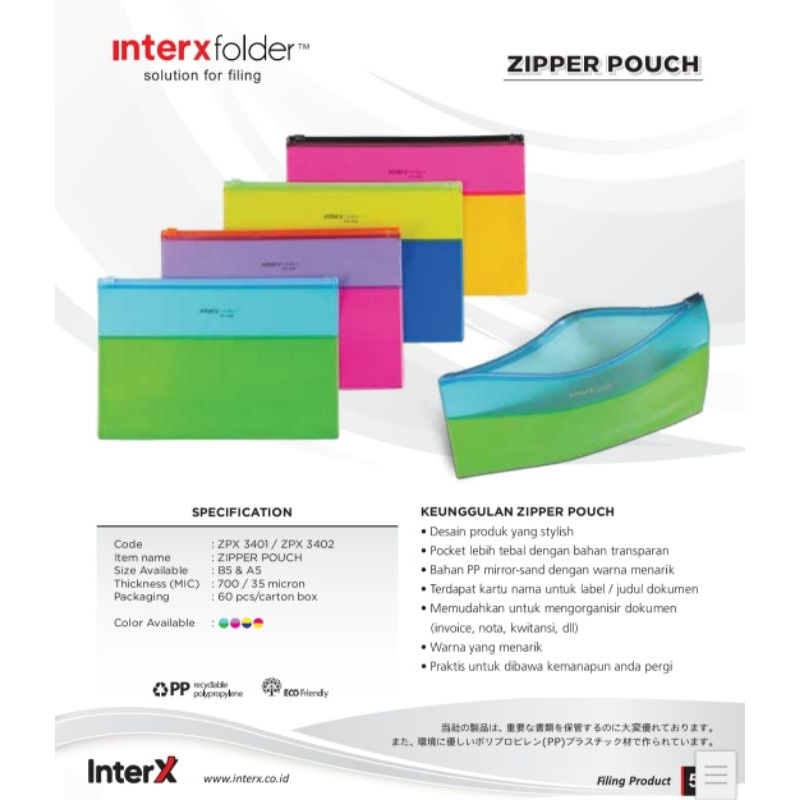 

( 1pcs ) interXfolder ZIPPER POUCH A5 B5 WARNA / ZIPPER POCKET ZIP WARNA