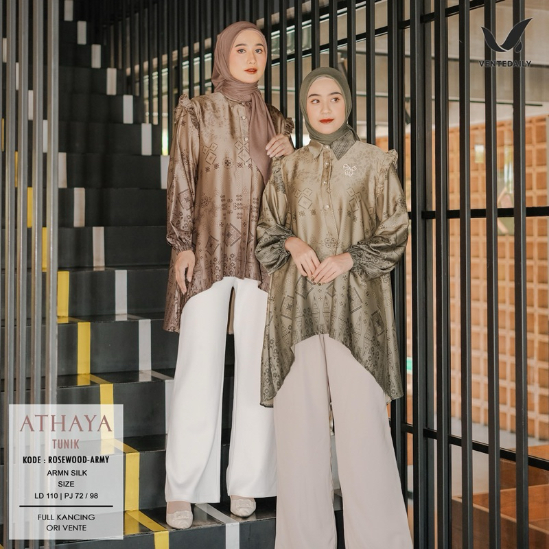 Athaya Tunik by Vente Daily - tunic atasan blouse kemeja silk motif premium busui