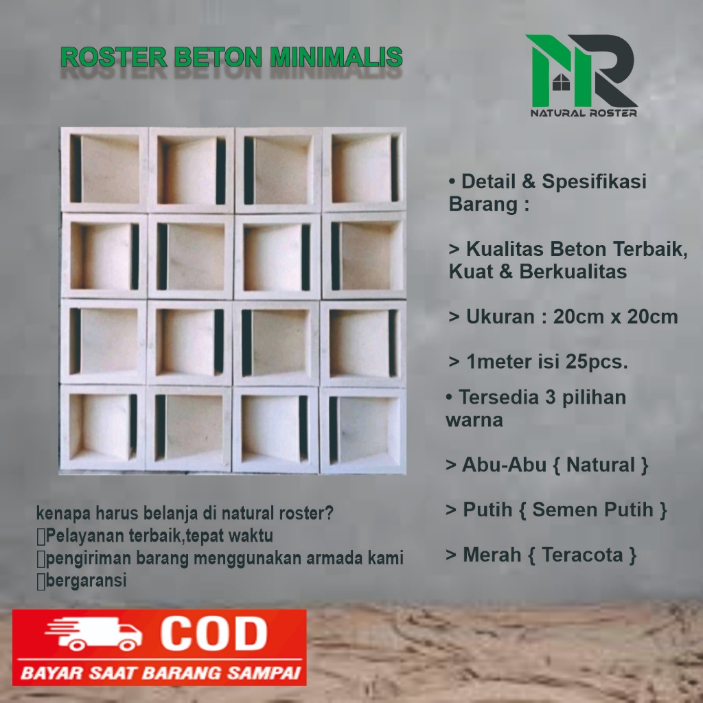 ROSTER BETON MINIMALIS/ROSTER BETON MOTIF NAKO LB SATU/ROSTER VIRAL