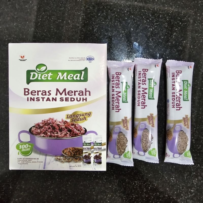 

Beras Merah instan Seduh Dietmeal kemasan Dus Box isi 7