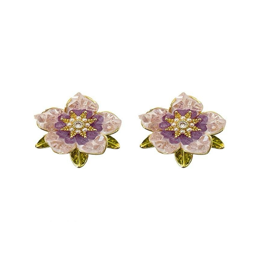 Anting Anting Bunga Chrystal Anting Tusuk Wanita Anting Korea