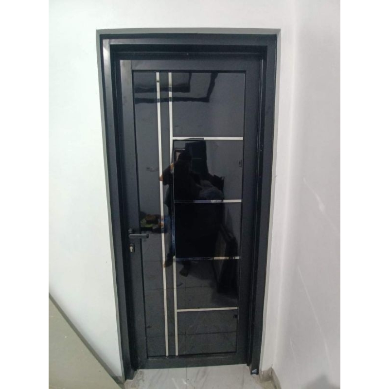 SET PINTU + KUSEN ALUMINIUM SINGLE BAHAN ACP BISA CUSTOM UKURAN [SUDAH TERMASUK PACKING KAYU]