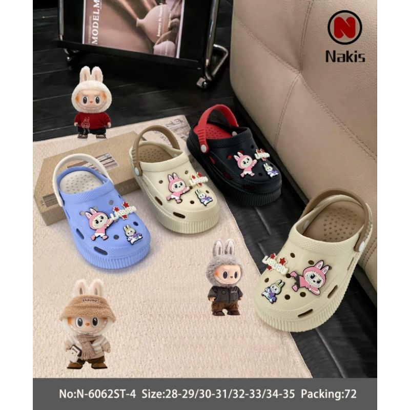 Nakis Sandal Baim Anak Perempuan Sendal Labubu Viral Sendal Fuji Kodok Anak Cewe Usia 7 8 9 Tahun