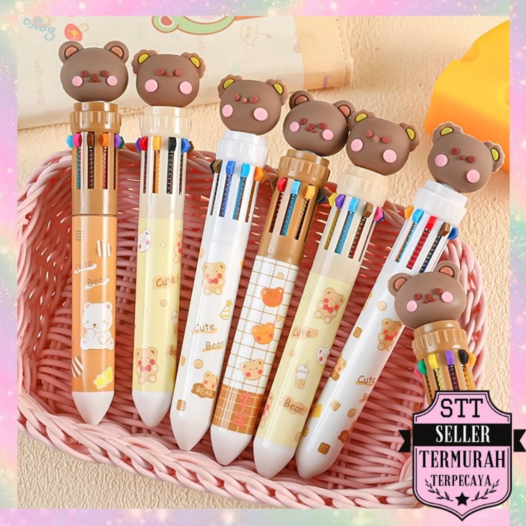 

STT Pena 10 Warna Karakter Bear - Pulpen Gel Warna Warni Untuk Sekolah dan Kantor