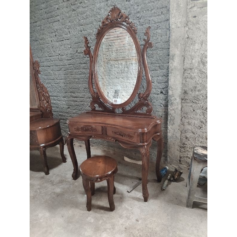 Meja rias cengger cermin oval meja rias jati jepara meja rias ukiran jepara meja rias oval