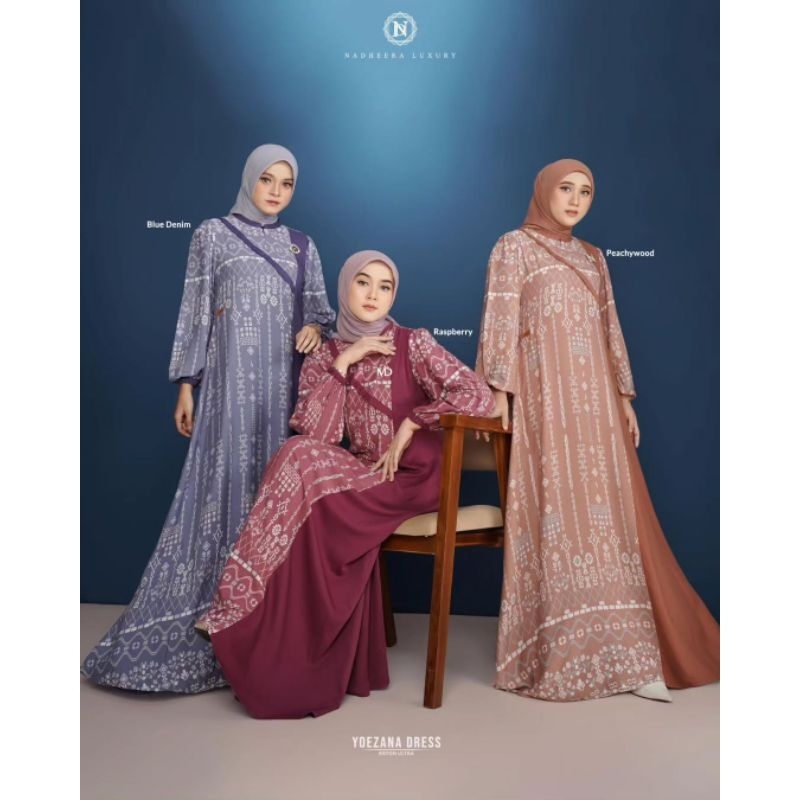 yoezana dress nadheera luxury gamis motif promo terbaru