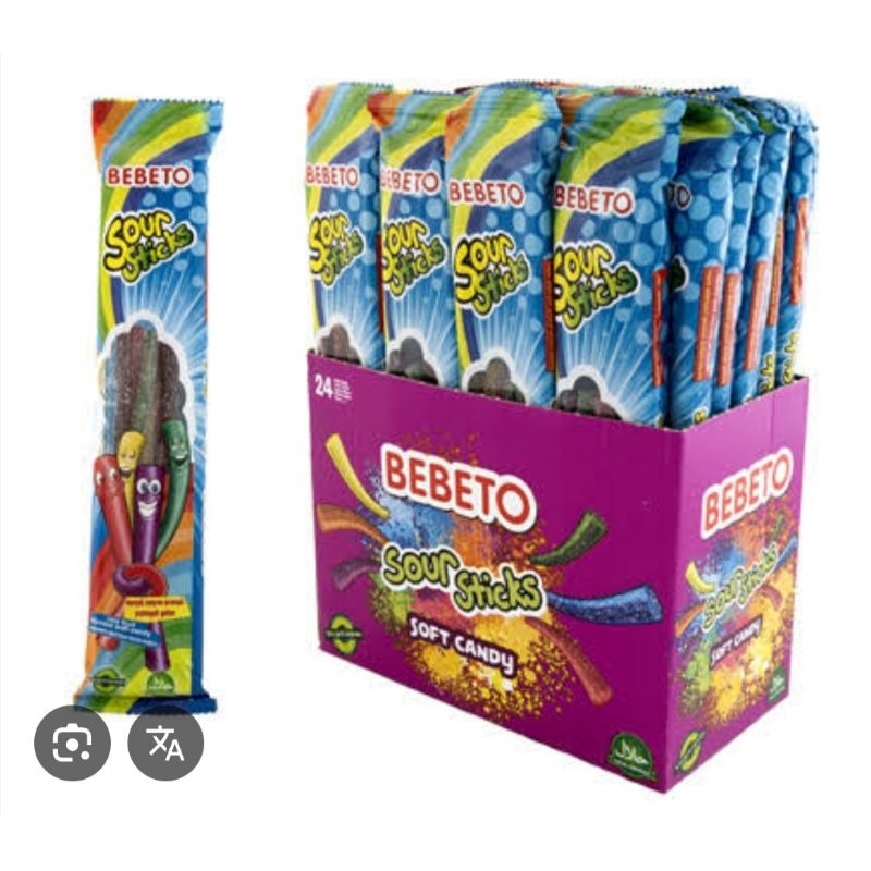 

BEBETO SOUR STICKS RAINBOW ASSORTED FLAVOUR PERMEN LUNAK