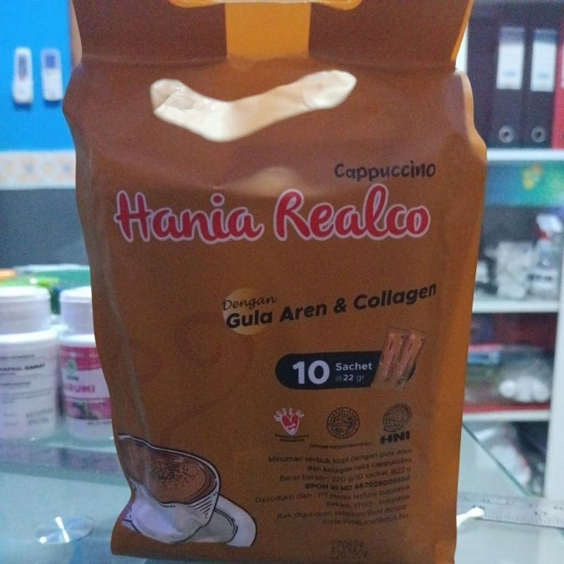 HNI HPAI Hania Realco Cappucino Less Sugar Kopi Gula Aren + Collagen - Black Coffee Robusta
