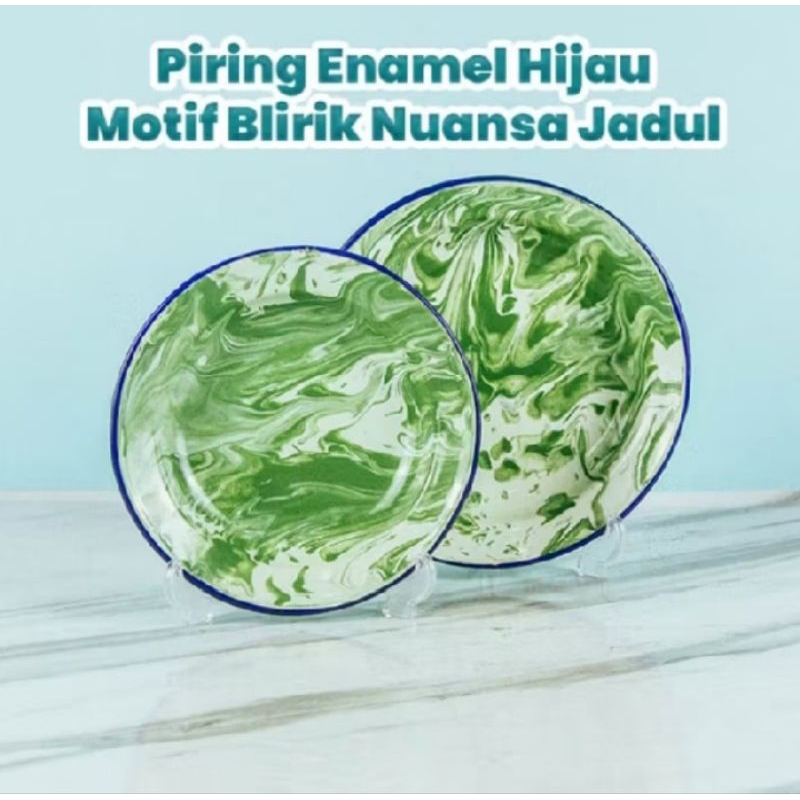 Nizen Piring Enamel Lurik Brilik Jadul | Piring Seng Lurik Blirik Jadul | Piring Enamel Serbaguna