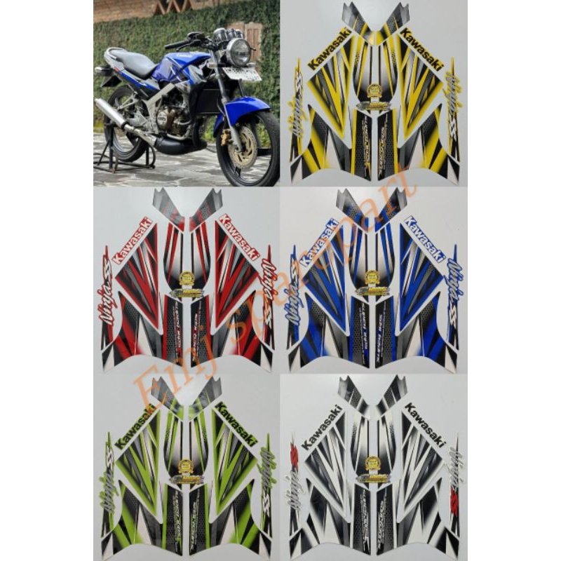 STIKER STRIPING STANDAR ORI LIS MOTOR KAWASAKI NINJA SS 2013 WARNA HIJAU KUNING MERAH BIRU PUTIH TER
