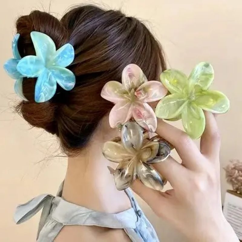 CELUPAN JEDAI JEPITAN JUMBO 8CM WANITA MOTIF BUNGA KAMBOJA ANTI LUNTUR CAT