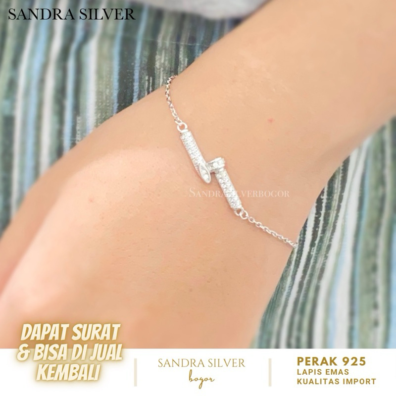 Gelang Perak 925 Model Paku lapis emas putih
