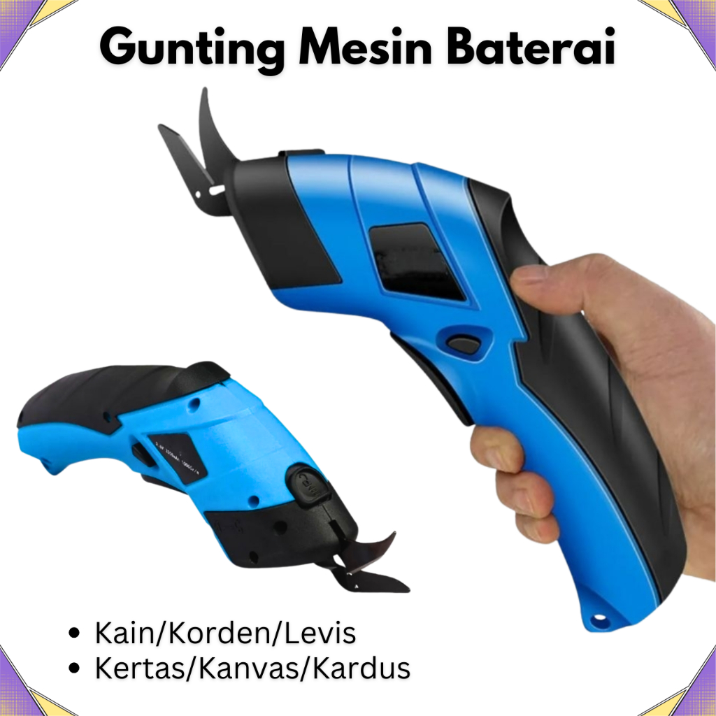Gunting Mesin Baterai Gunting Potong Elektrik Cordless Mesin Potong Kain Kardus Kulit Karpet