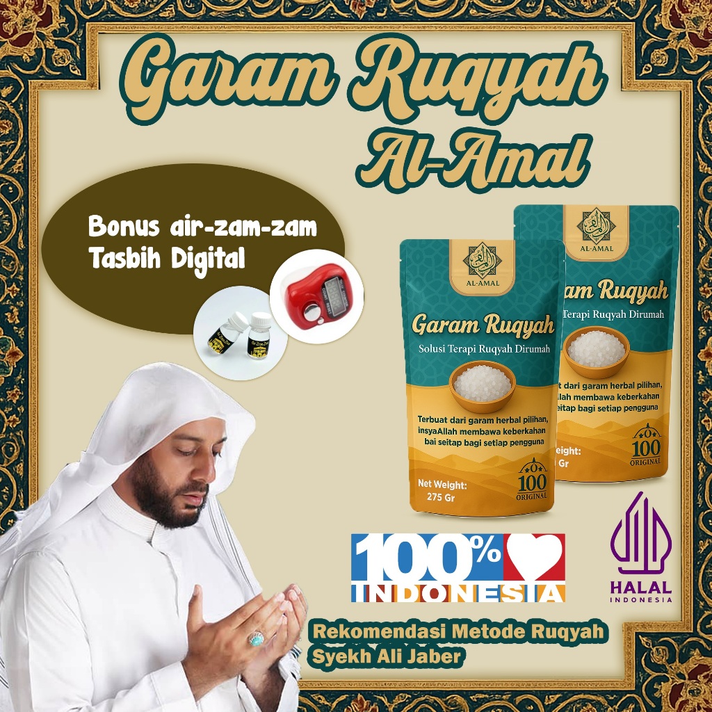 

Garam Ruqyah Al-Amal 275gr - bonus Tasbih Digital & Air Zamzam