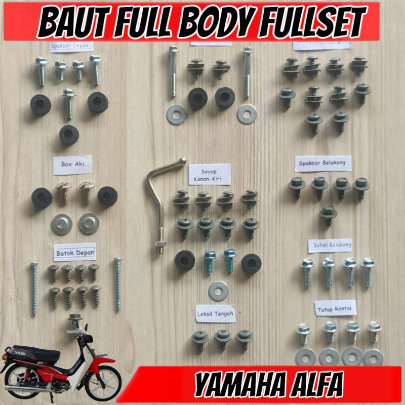 Baut Full Set Cover Body Yamaha Alfa Champ / Baut Full Body Yamaha Alfa Lengkap