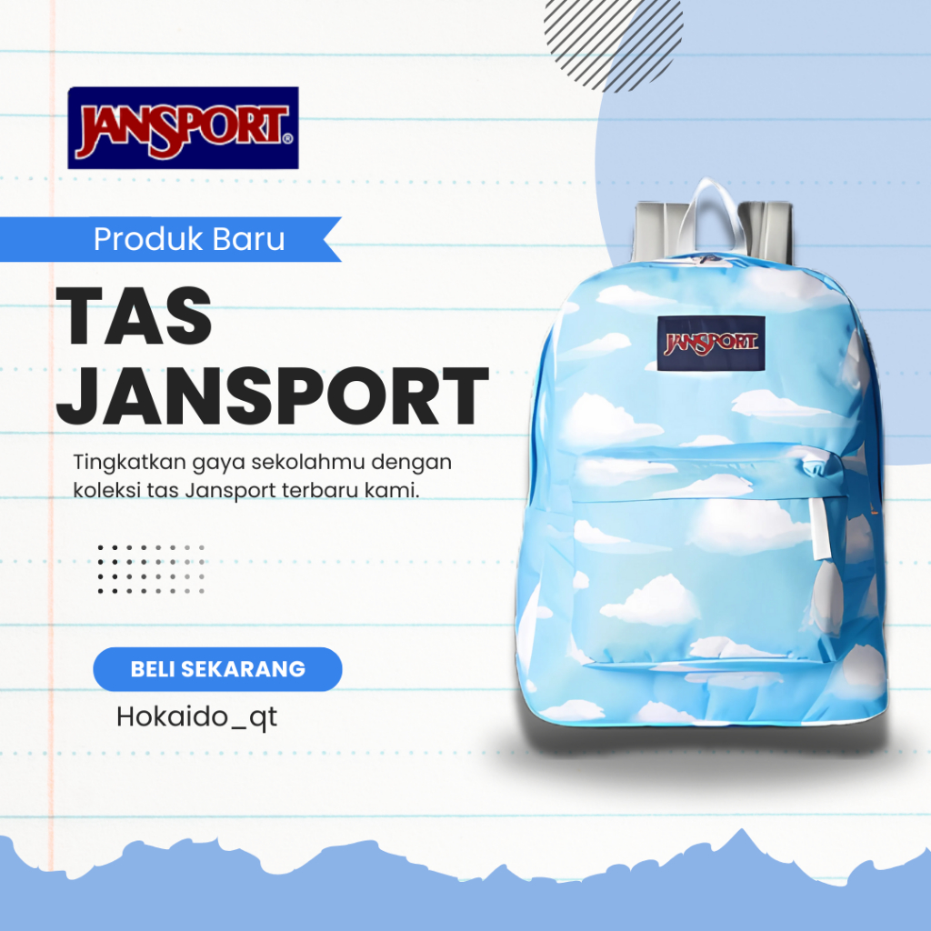 (READY) TAS JANSPORT AWAN RANSEL PRIA WANITA AWAN TAS WANITA JANSPORT - MOTIF AWAN BLUE SKY ORIGINAL