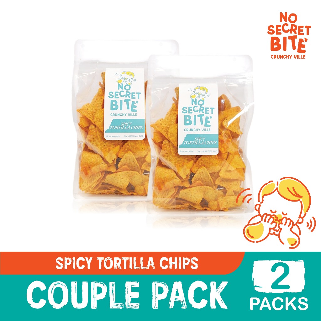 

NO SECRET BITE - Makanan Ringan Snack Keripik Jagung Pedas Spicy Tortilla Chips COUPLE PACK 2x150g