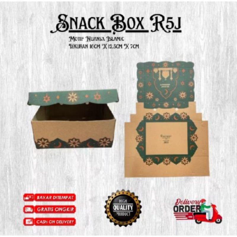 

SNAK BOX R5J MOTIF MASJID - KOTAK SNACK MOTIF - KOTAK KUE CRAFT UK 16 X 12,5 X 7