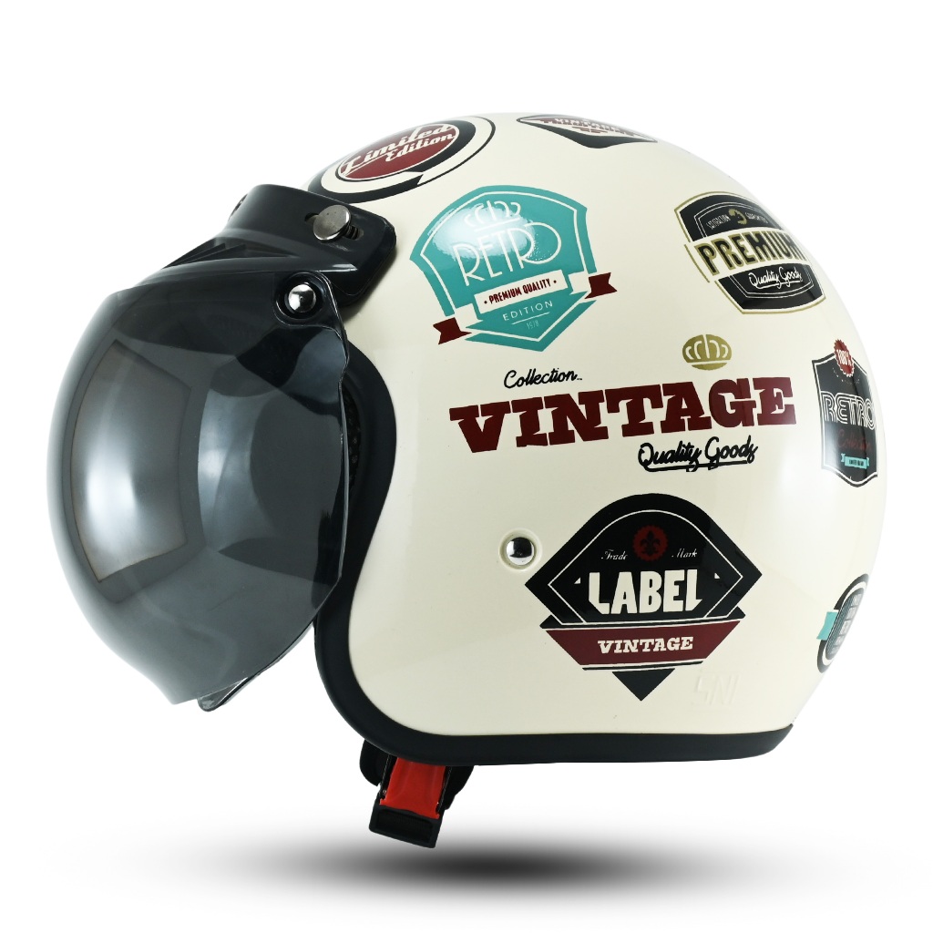 Helm Bogo Retro Dewasa SNI Pria Wanita Motif Kaktus Aesthetic