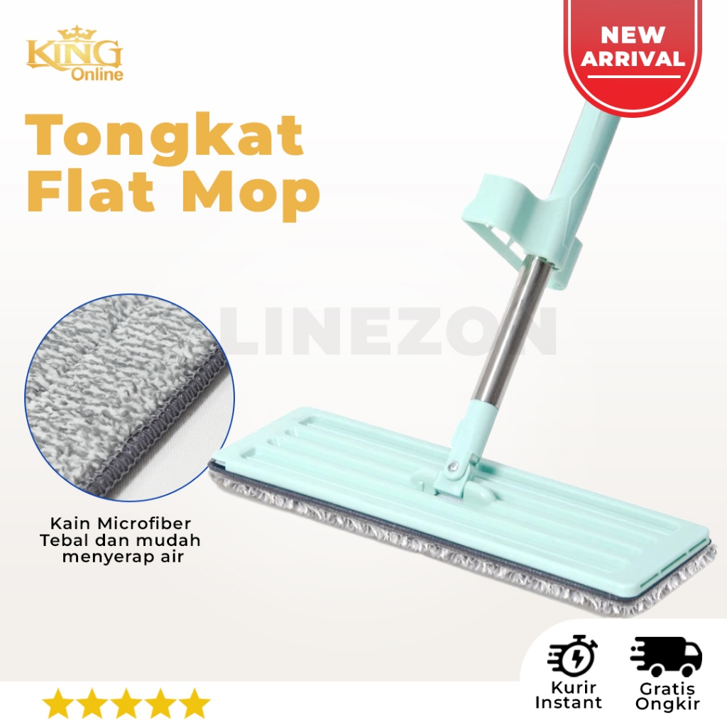Linezon Alat Pel Lantai Stik Pel Praktis Flat Mop Pembersih 2 IN 1 Cuci Peras Termurah