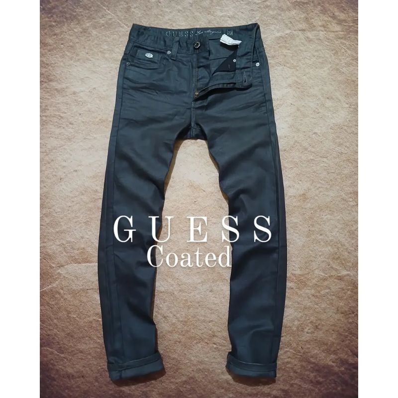 jeans GUESS bahan coated model slim stright bekas second preloved