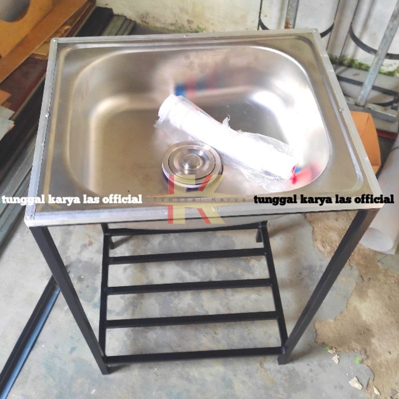 Wastafel Meja Cuci Tangan  Stainless Portable Paket Bak Wastafel Tenggelam Portable dapur Minimalis