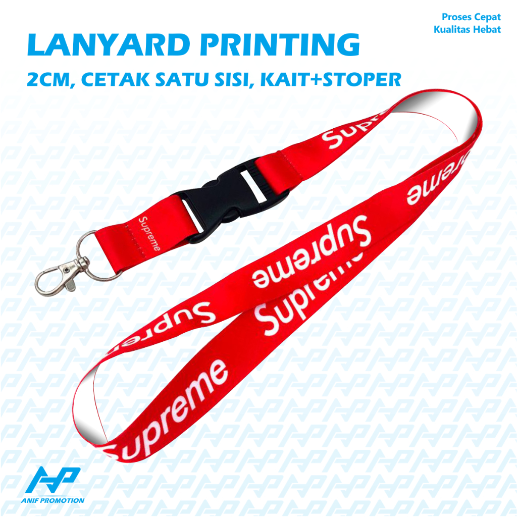 

Lanyard Custom Printing Cetak Satu Sisi 2cm Kait+Stoper