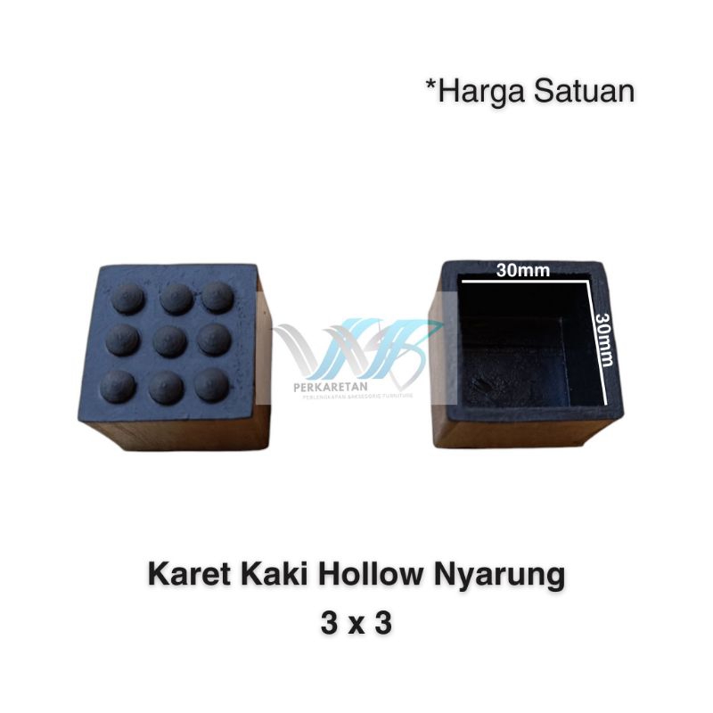 Karet Hollow 3x3 Nyarung Karet Tutup Kaki Meja Kursi Rak Besi Hollow
