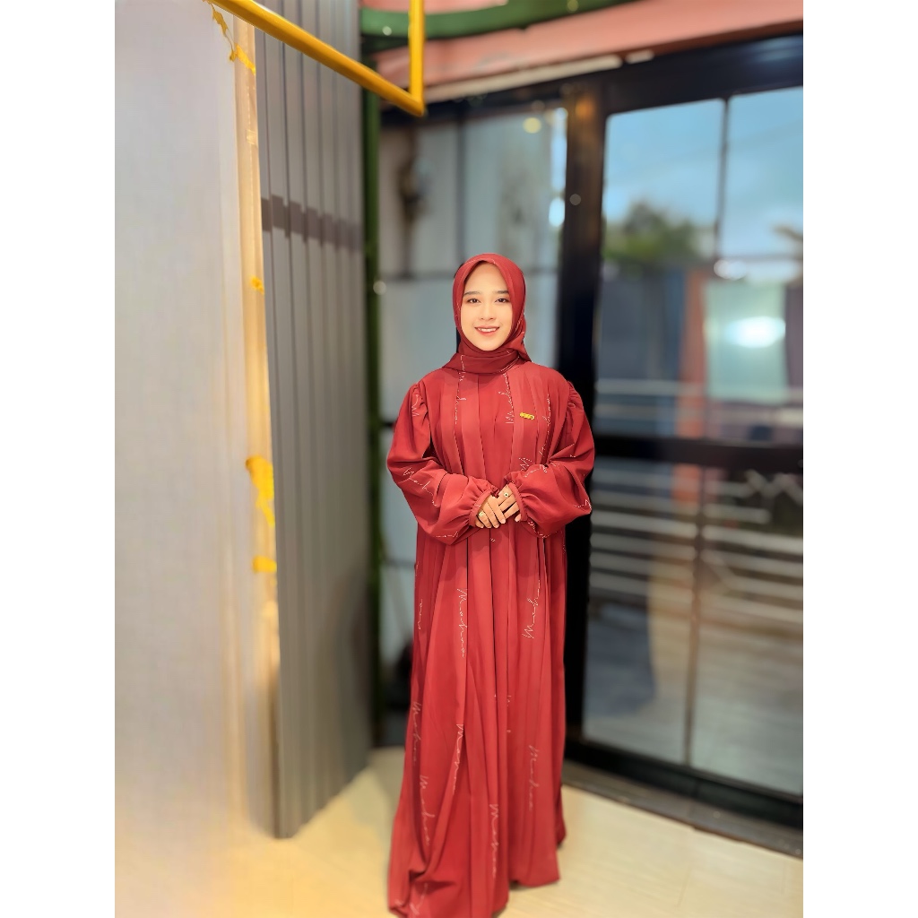 Bianca Mahra Exclusive Printing Dress Set Hijab , Ceruty Babydoll Full Furing By Mahra