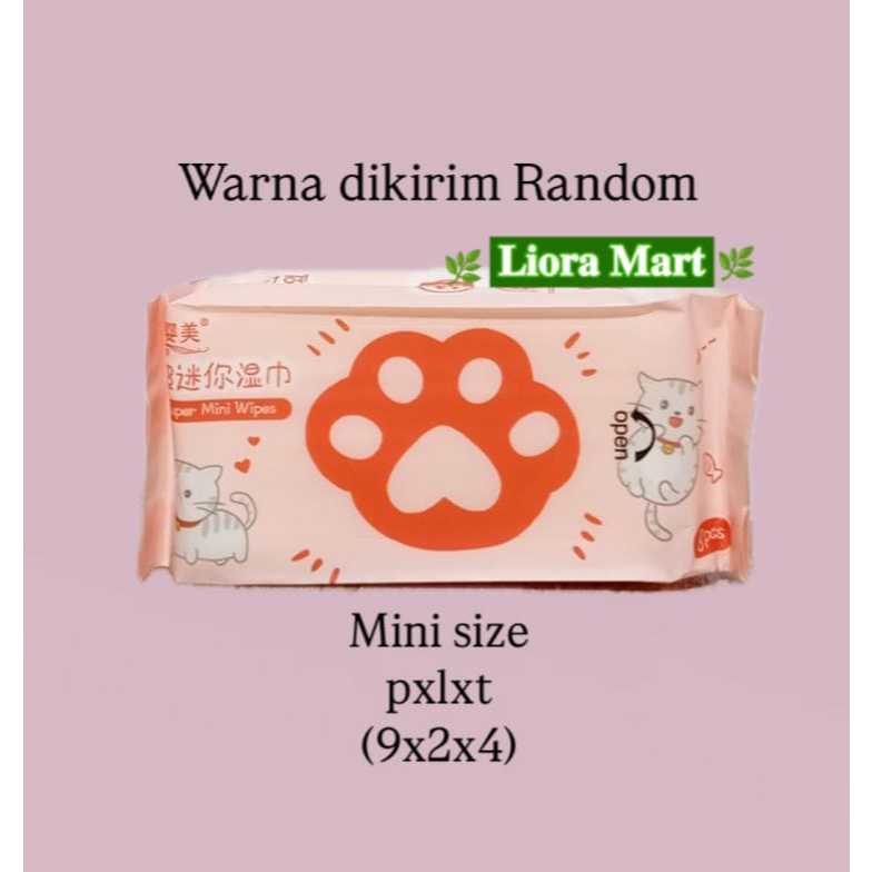 Tissue basah super mini random /tissu basah portable traveling kecil 1pak 8pcs/tisu basah anak