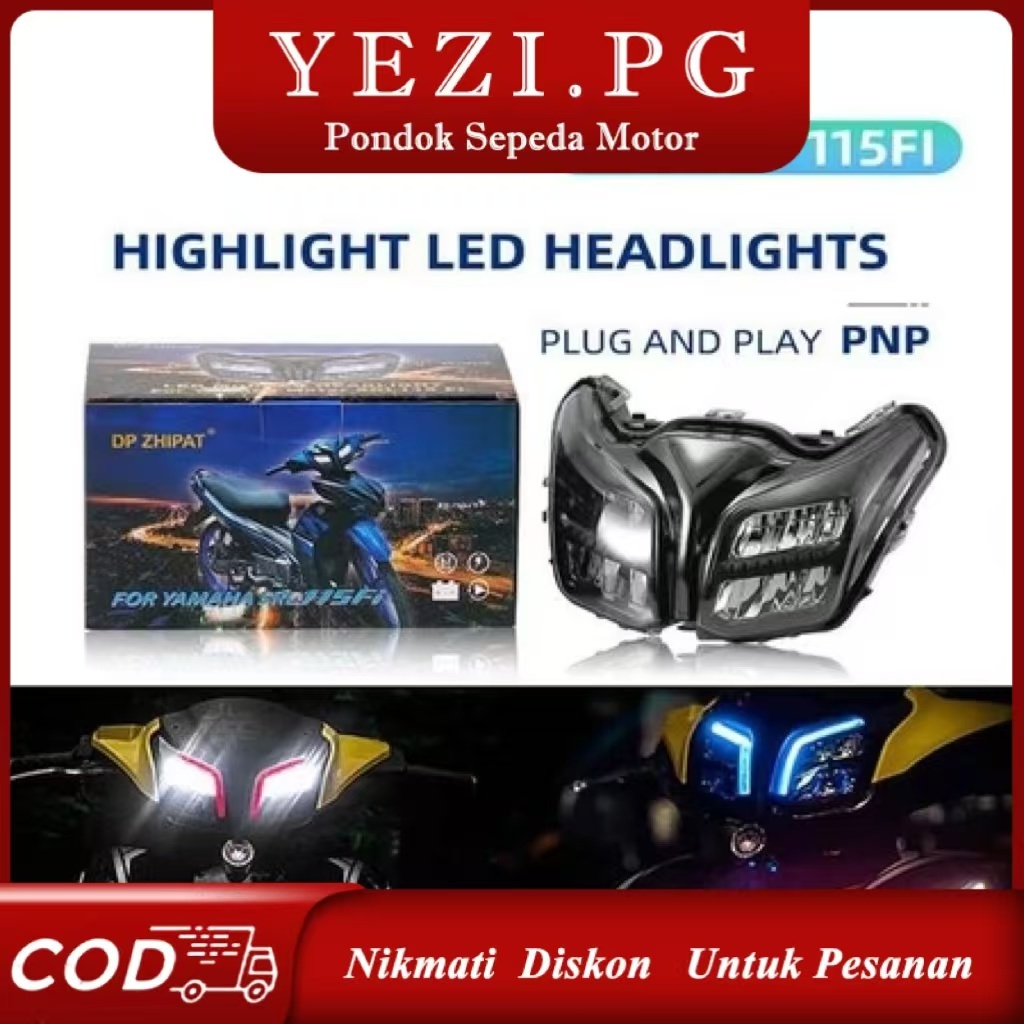 Yezi Zhipat HEAD LAMP Std Lampu led Kepala LED Pnp Untuk YAMAHA Jupiter Z1 Lagenda 115 Fi Jupiter Z 