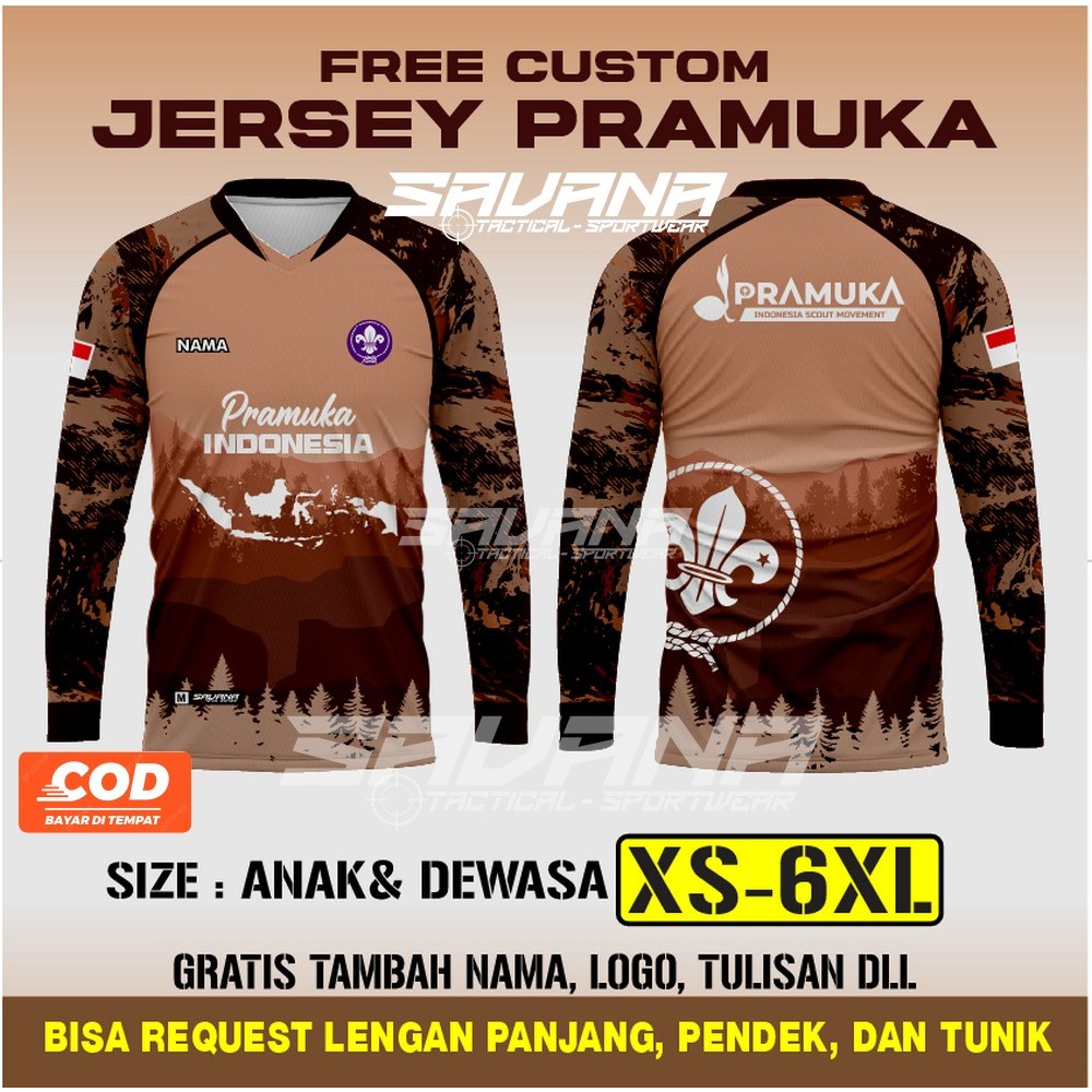 SAVANA - Jersey premium PRAMUKA printing penggalang pdh pdl custom / baju / kaos PR135