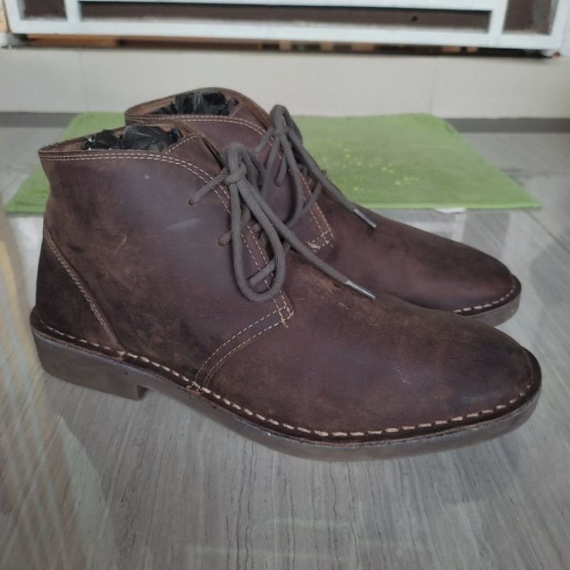 DOCKERS Chukka Desert Mid Boots Crazy Horse Brown Leather Authentic Original Size 46 Insole 29-30 Cm