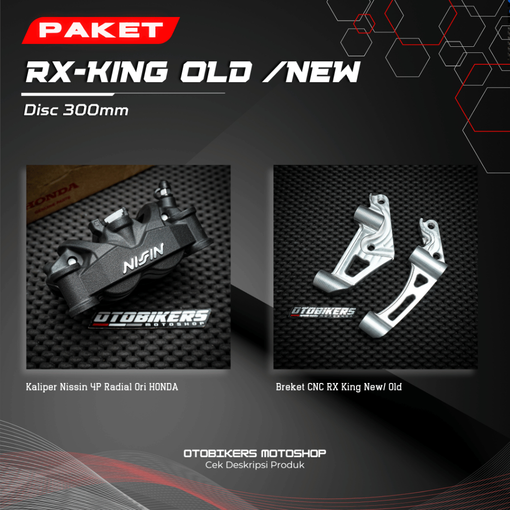 PAKET Kaliper Radial 4P Depan RX King New Old 300 mm 4 Piston NISSIN CB Exmotion Twin Africa