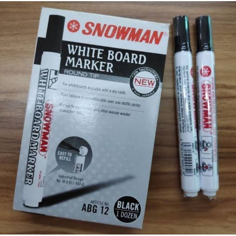 

SPIDOL SNOWMAN WHITE BOARD MARKER ABG12 GARANSI ORI 100% / 1PACK 12PCS