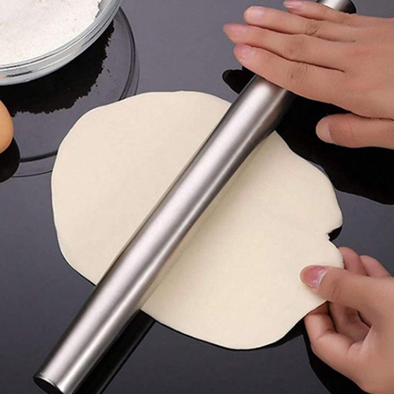Penggiling Adonan Stainless Anti Karat / Roling Pin Stik Adonan Kue / Gilingan Adonana / Rolling Pin