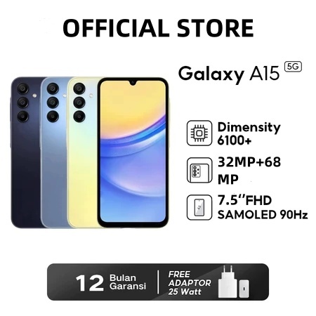 [2025 NEW]Samsung Galaxy A15 4G 5G RAM 16GB+ROM 512GB Kamera HD 32MP+68MP 7.5‘’ FHD Baterai berkapas