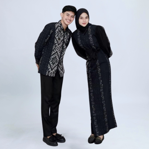 Gamis Tenun Lengan Panjang Dress Etnhik Tenun Premium Wanita Pria Remaja Baju Kondangan Pernikahan A