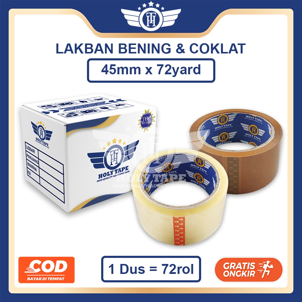 

GROSIR LAKBAN BENING / COKLAT 72 YARD HOLYTAPE KUALITAS PREMIUM (KHUSUS INSTAN SAMEDAY)