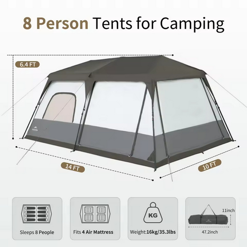 TENDA CAPE 12.9 FAST AUTOMATIC CABIN TENT 6-8P NATUREHIKE CNK2350WS016