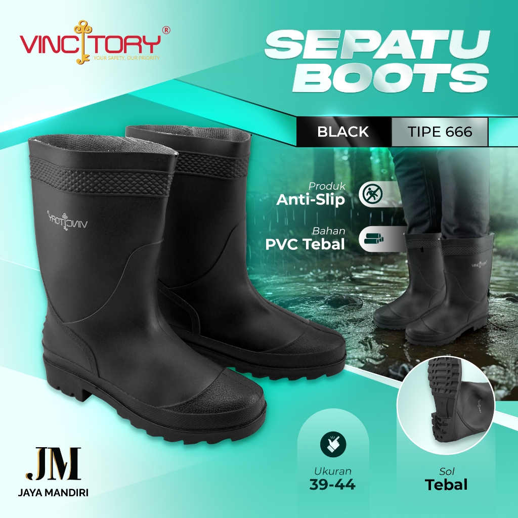 Sepatu Boots Hitam Karet | Sepatu Boot Proyek Tinggi Pendek Karet | Safety Boot 2836 2841