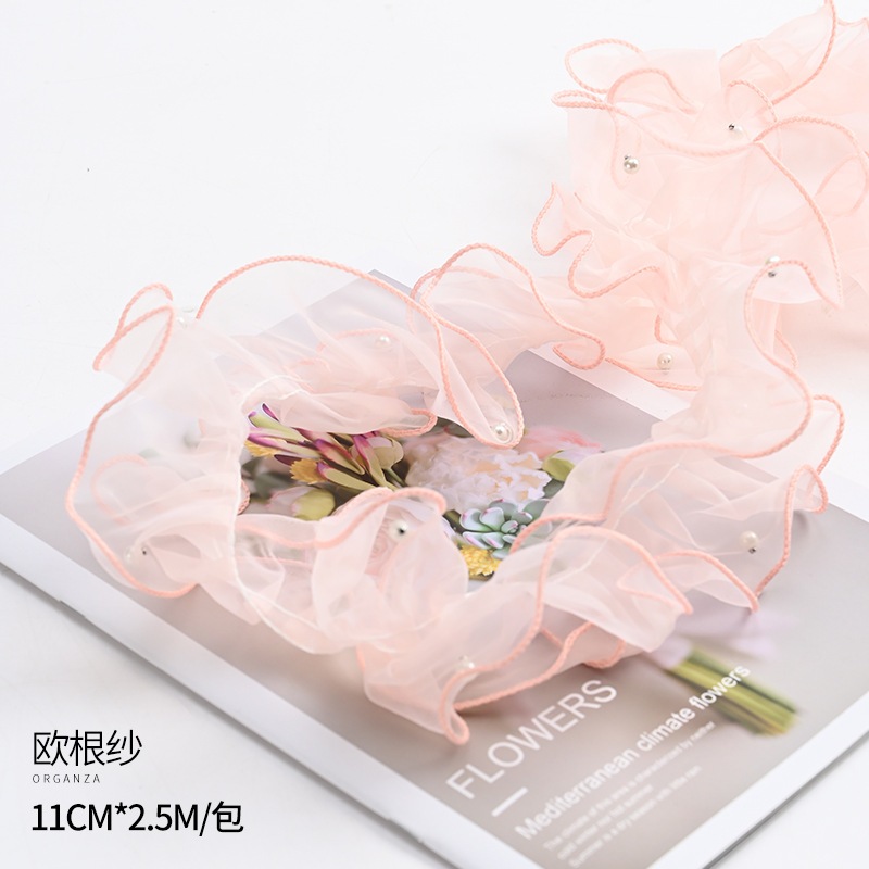 

Wrapping Flower Bouquet Materials Floral Gifts Pleated Pearl Wave Yarn Decorasi Buket
