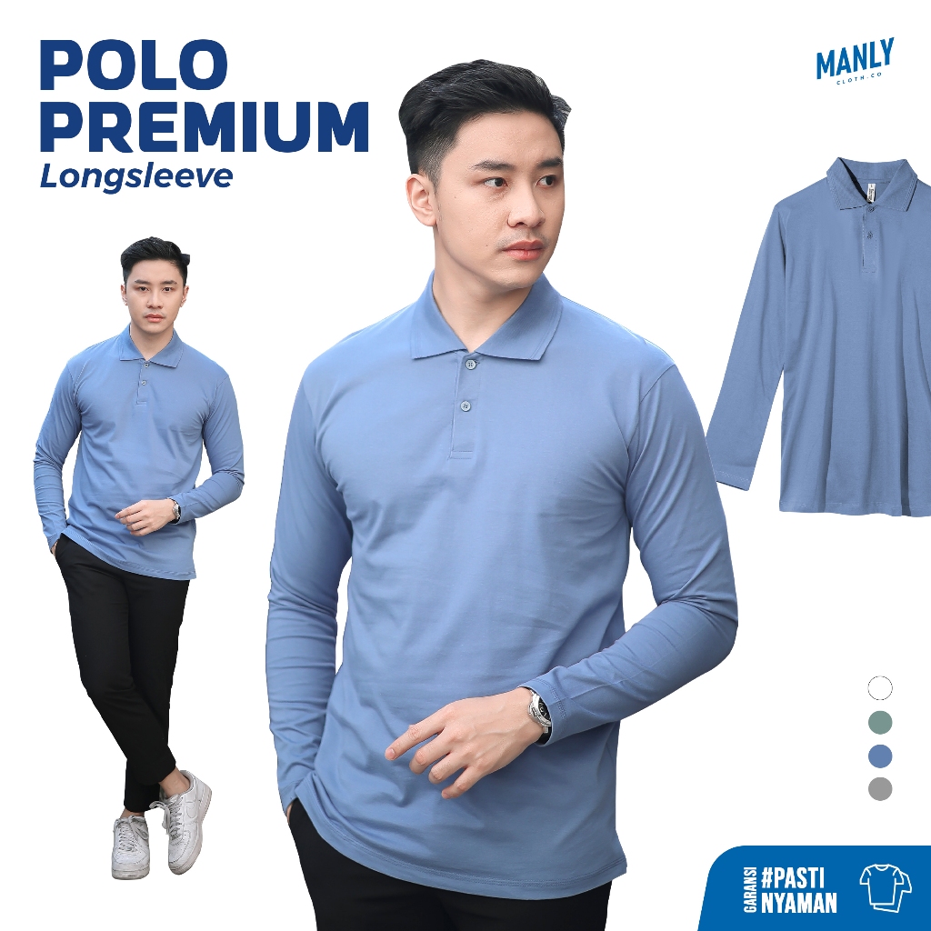Kaos Kerah Lengan Panjang Premium Polo Shirt Lengan Panjang Pria