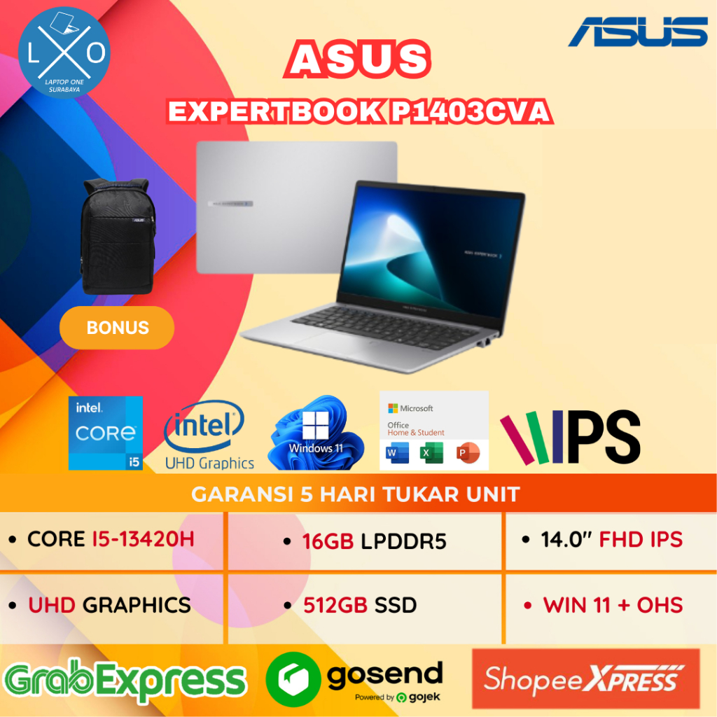 Laptop Asus Expertbook i5 13420H 16GB 512GB 14" FHD Windows 11 + OHS - Asus Expertbook P1403CVA
