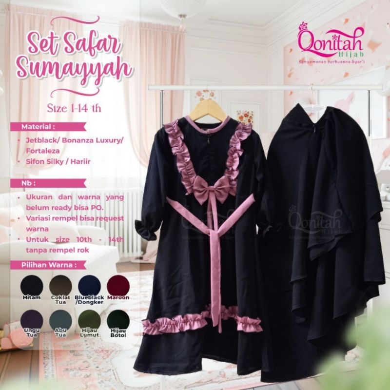 Set Safar Sumayyah | Setelan Anak Muslimah Murah Qonitah Hijab