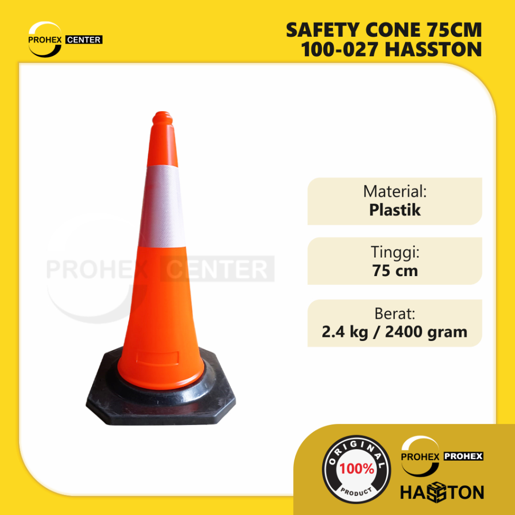 Traffic Cone 75 Cm Base Hitam / Kerucut Lalu Lintas Karet